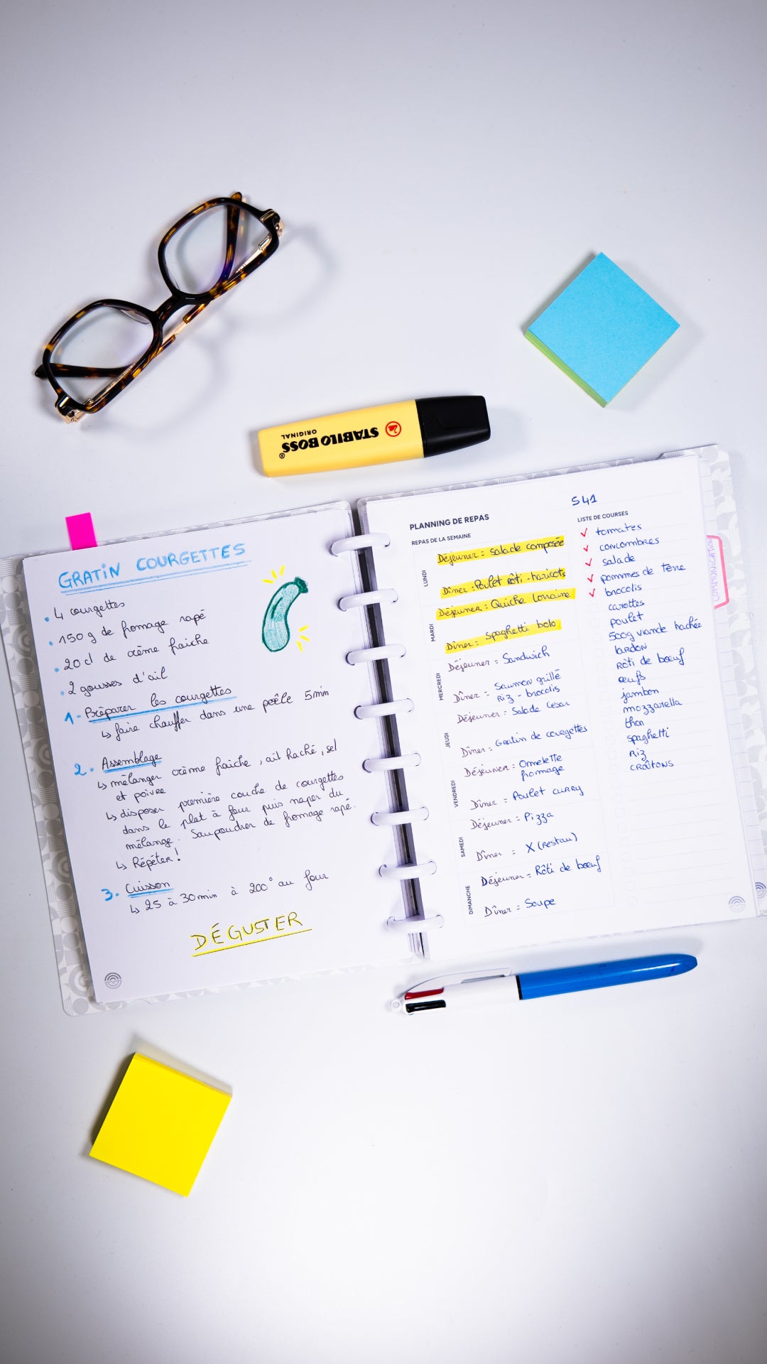 Planning de repas et de courses hebdomadaire - 25 feuilles