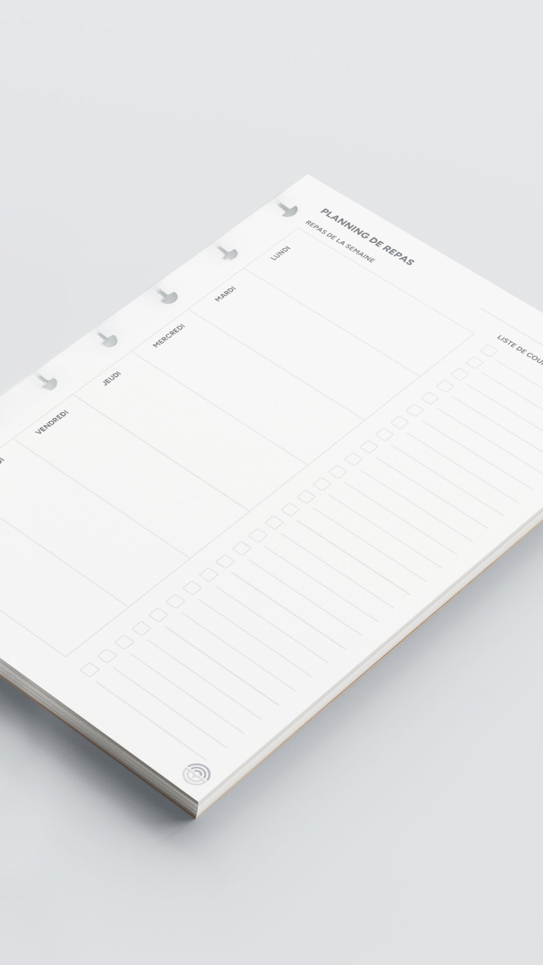 Planning de repas et de courses hebdomadaire - 25 feuilles