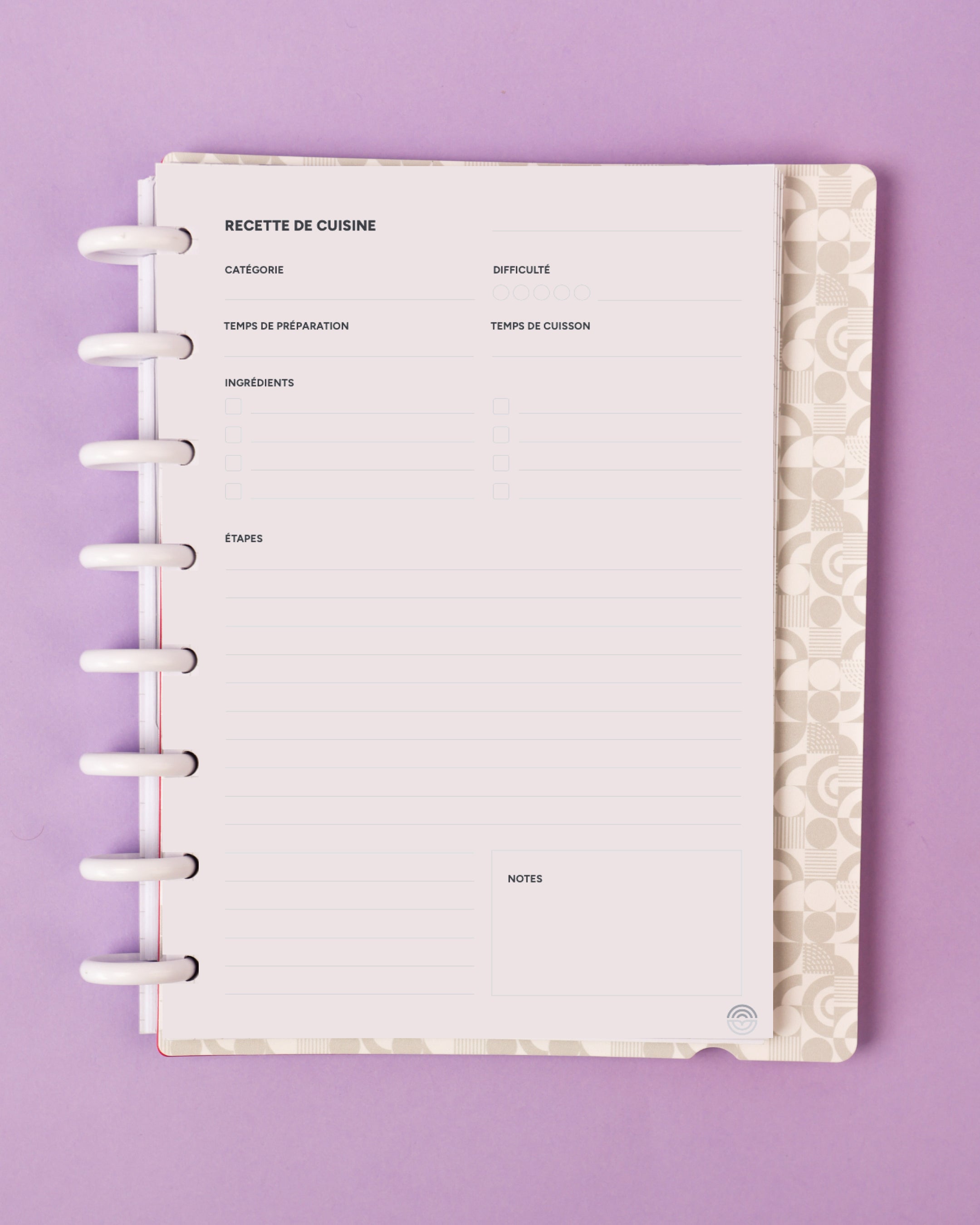 Recettes de cuisine - 50 feuilles