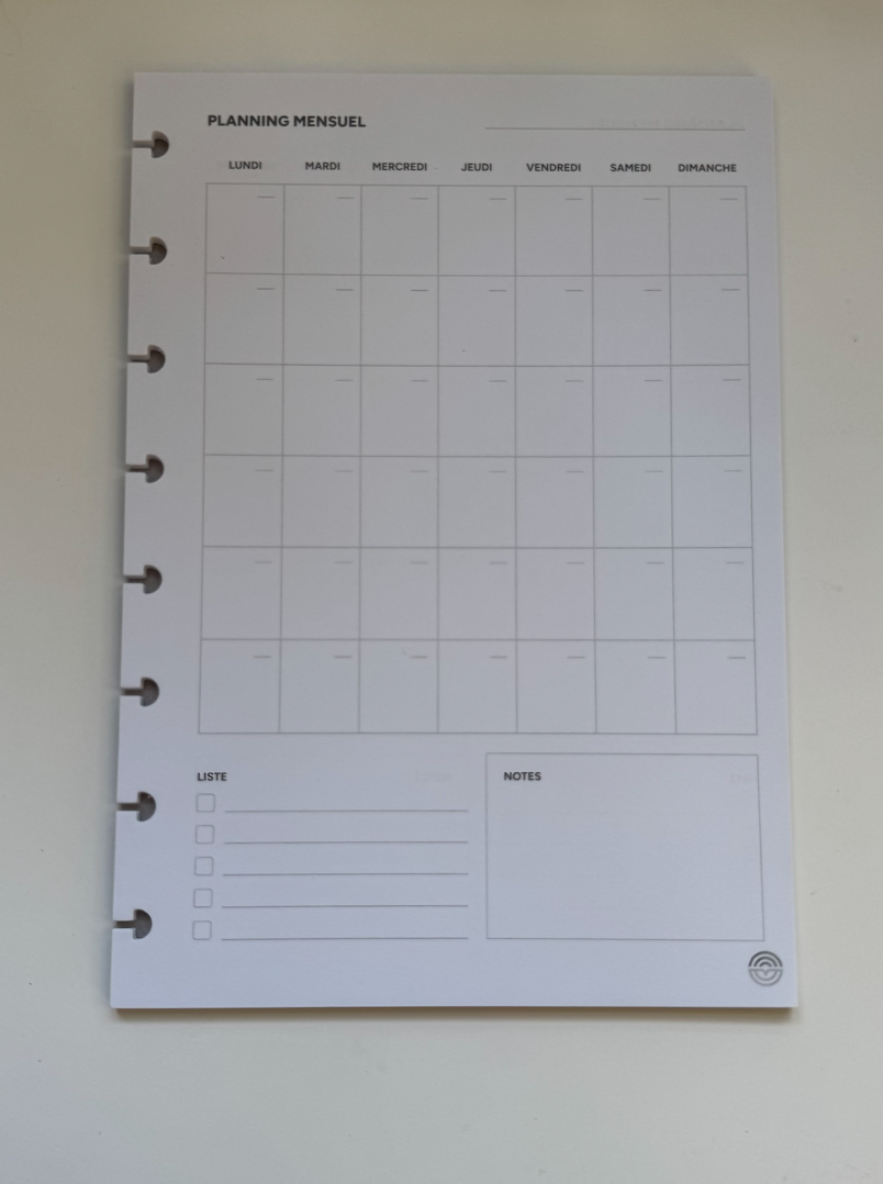 Planning mensuel - 25 feuilles