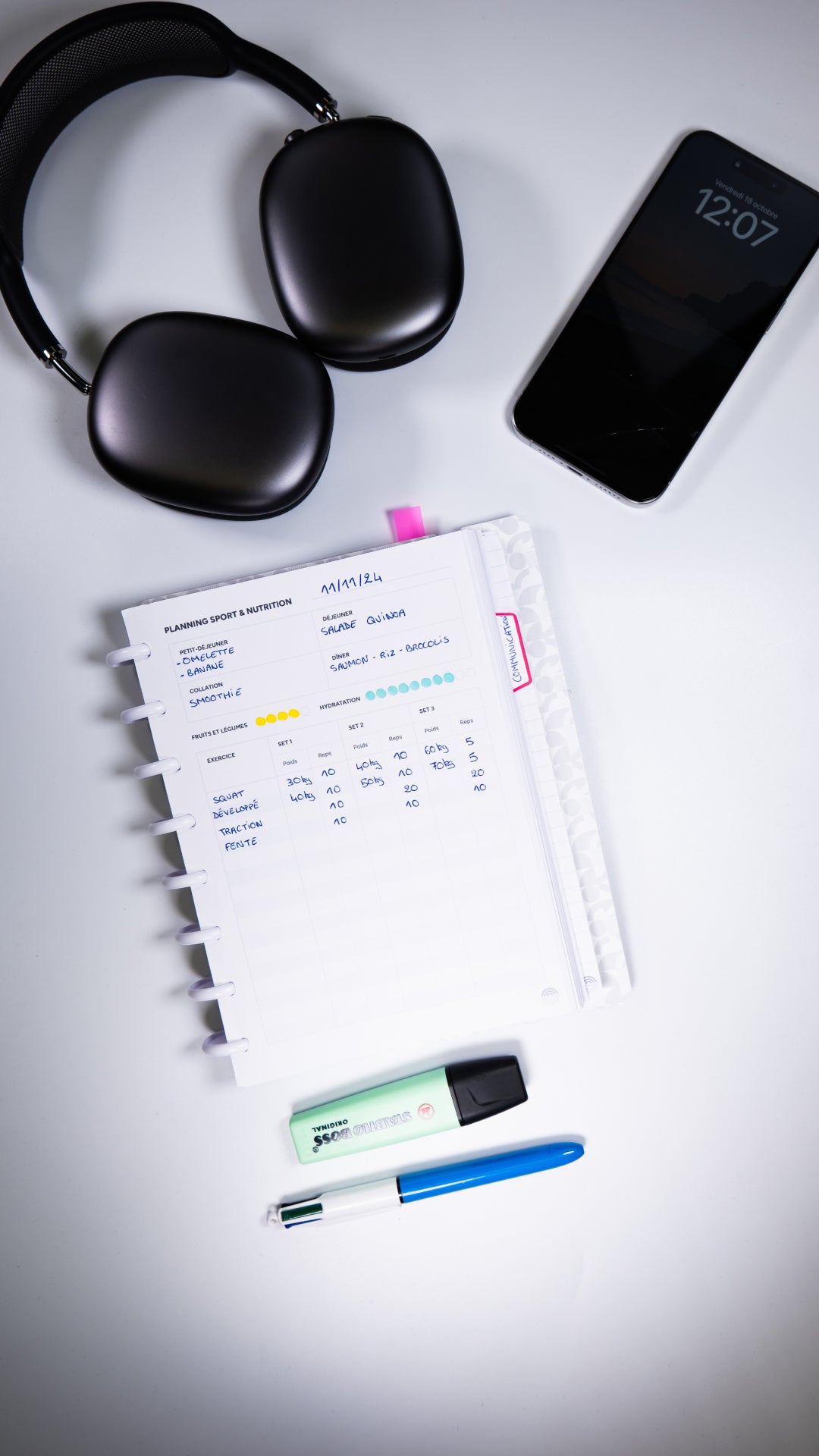 Planning sport et nutrition journalier - 25 feuilles