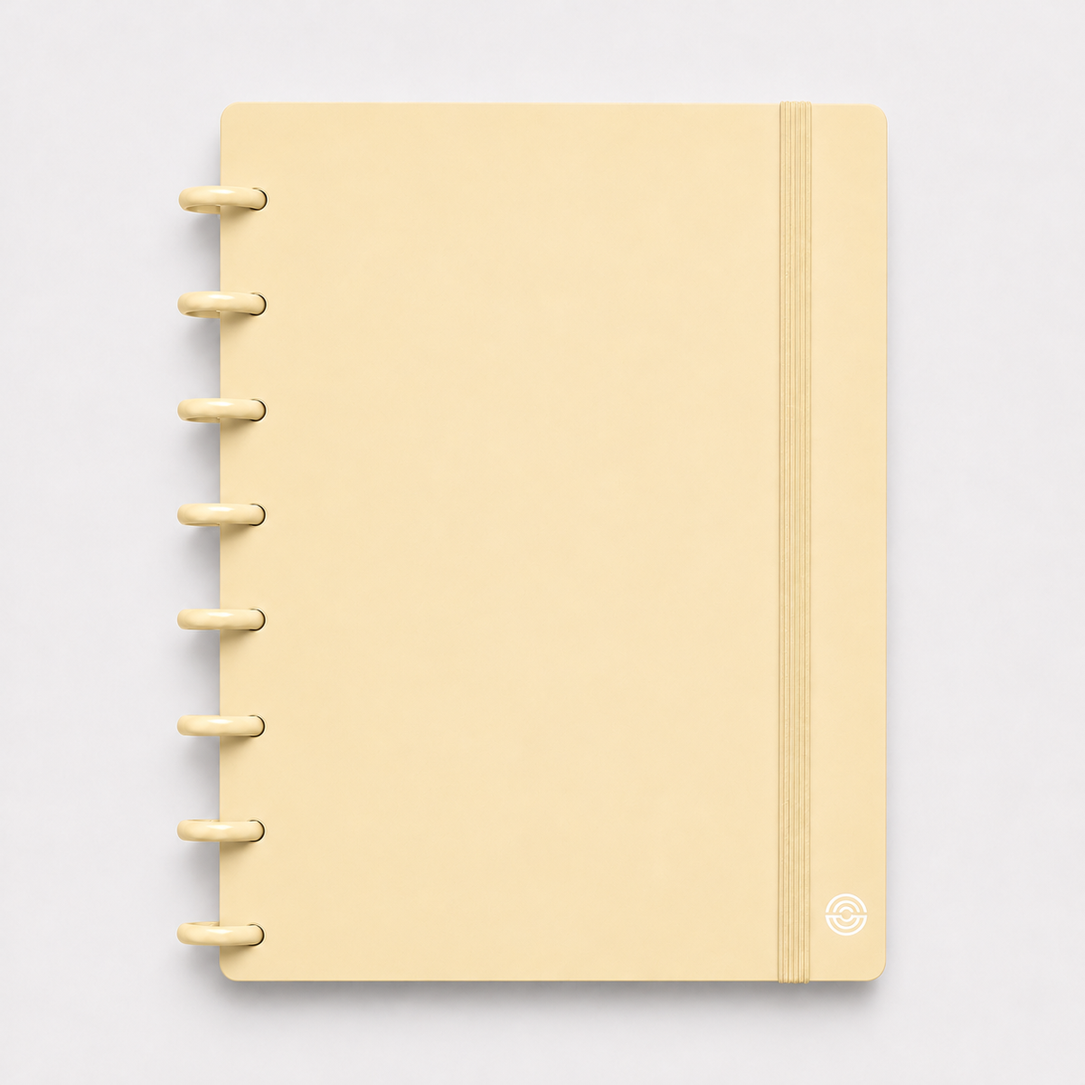 Pack Base Beige Mylibup — carnet A5 avec huit disques et élastique beiges