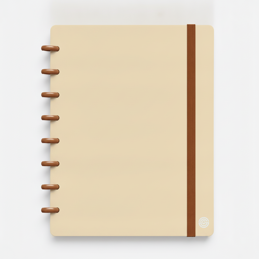 Pack Cannelle : carnet Mylibup A5 couverture jaune pastel, disques et élastique moccha