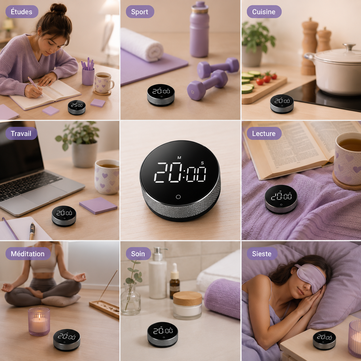 Timer de productivité - noir
